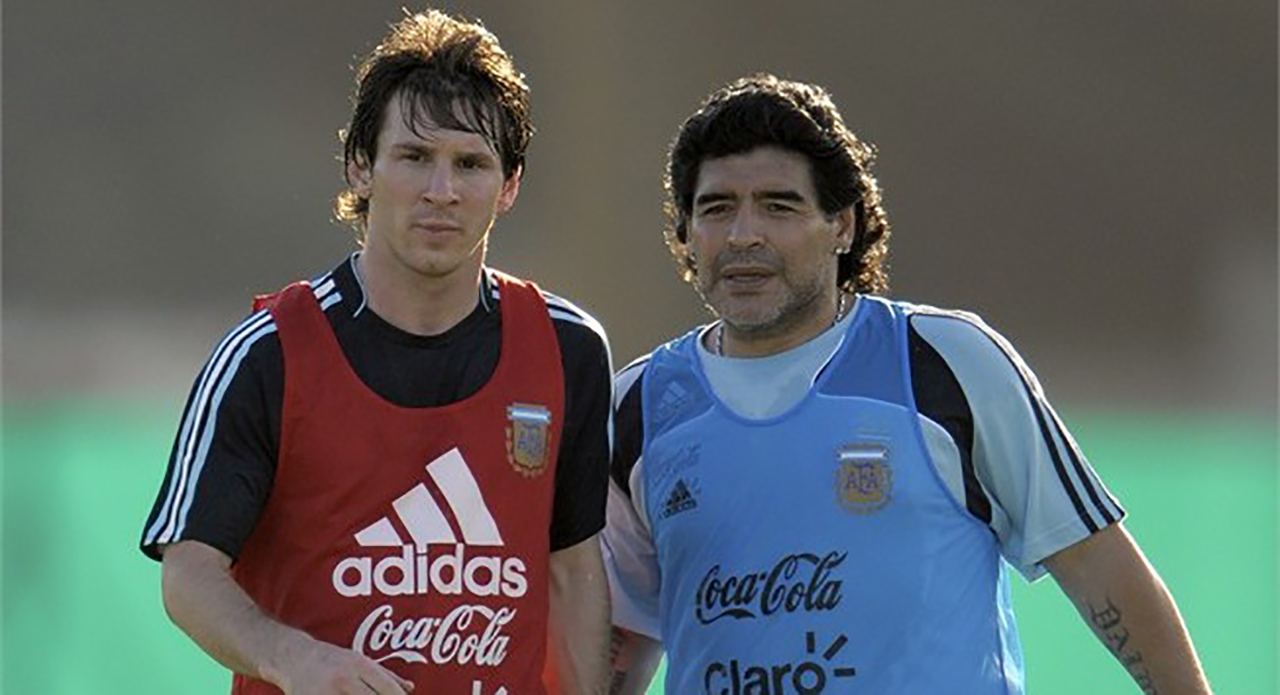Lionel Messi and Diego Maradona Player Coach